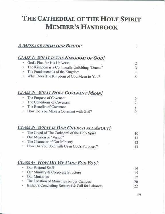 New Member's Handbook 1998